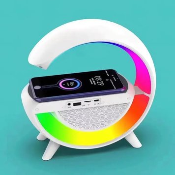 Настільна лампа KР-3431 RGB 3в1 з бездротовою зарядкою 15 Вт та Bluetooth колонкою bez33 фото